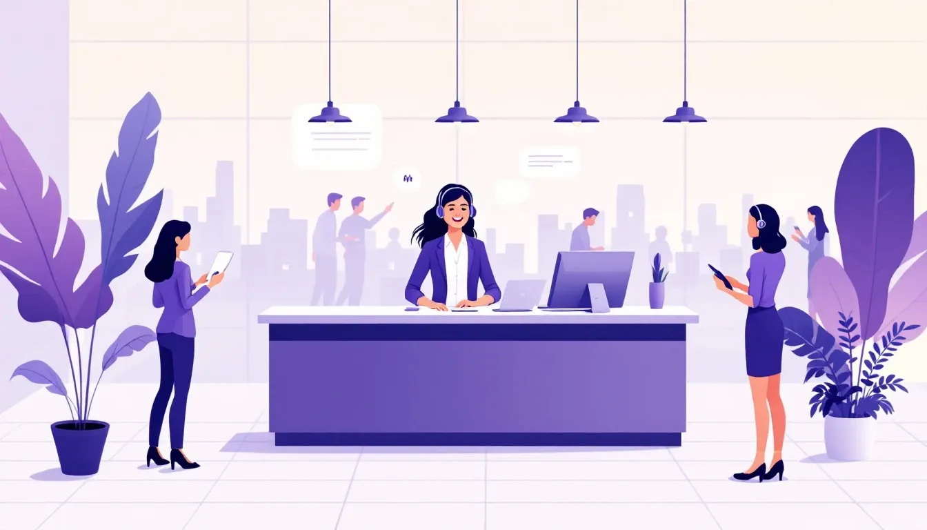 Illustration of professional call answering, a person warmly picking up an incoming call.